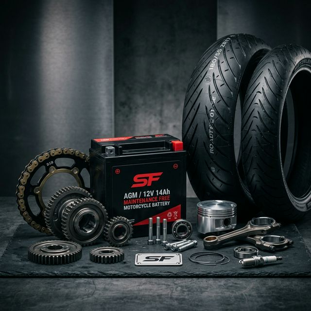 Realistic photo showing battery and spare parts sales support